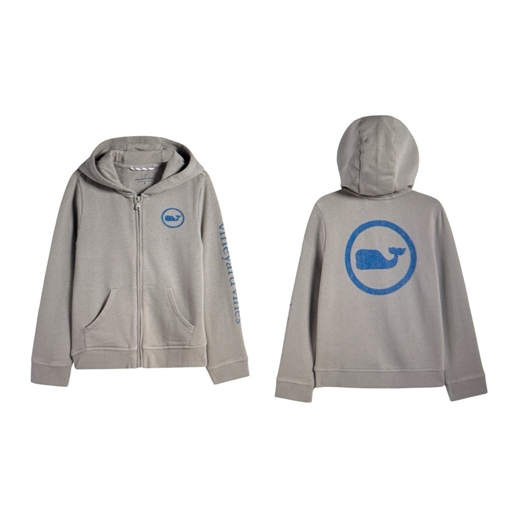 Vineyard Vines French Terry Zip Hoodie with Blue Whale Design